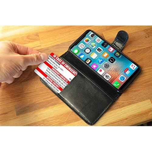 Customized Emergency Contact Wallet Card ? Durable PVC ID with Printed Emergency Info, Free Digital Copy, and 5 Fillable Medical Info Cards ? ICE In Case of Emergency Card ? Made in USA