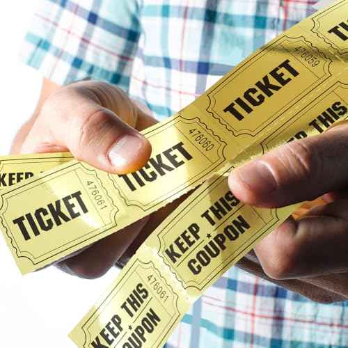 ceiba tree 1000 Raffle Tickets Gold Double Roll Metallic Gold Foil Ticket for Events Carnivals Entry Class Reward Prizes