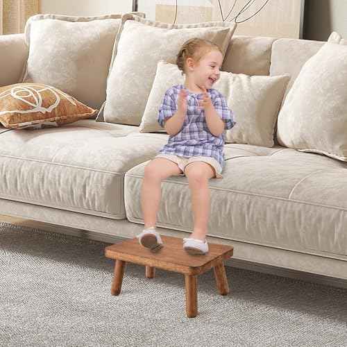 Wooden Step Stool Anti-Slip Step Stools for Adults Heavy Duty Stepping Stool Kitchen Step Stool for Adults One Step Stool for Office, Bedroom, Garden, Bathroom (6.3" High)