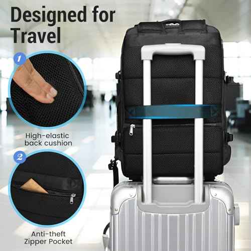 Expandable Travel Backpack Women Men, Carry On Backpack with USB Charging Port & Shoe Pouch,TSA 17.3inch Laptop Mochila Flight Approved,Nurse Bag Casual Daypack for Weekender Business Hiking,Gift