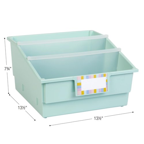 Really Good Stuff Picture Book Classroom Library Bins with Dividers - 6 Pack - Mint Green