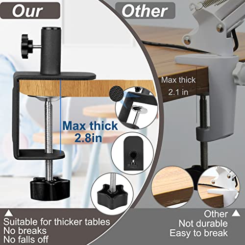 VEEMAGNI 5 Inch Large Magnifying Glass with Light and Stand, 5 Color Modes Stepless Dimmable, Long Swivel Arm LED Clamp Desk Lamp, Hands Free 10X Lighted Magnifier for Close Work Craft Hobby Soldering