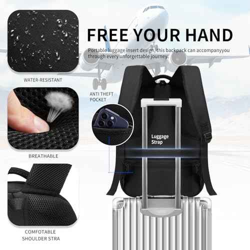 Black Backpack for Men Women, School Backpack for Boys Girls Teens, Backpacks for School, College Back Pack, Book Bag, Water Resistant Bookbag, Business Work Travel mochilas para hombres