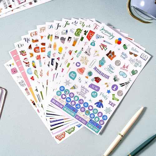 Planner Stickers - 12 Festival Theme Monthly Planner Stickers, Accessories 14 Sheet 1500+ Colourful Sticker£¬Holiday Seasonal Sticker, for Calendar Journaling, Gifts
