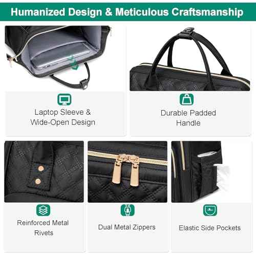 Lunch Backpack for Women, 15.6 Inch Laptop Backpack for Womens Stylish Nurse, Teacher Work Back pack with Lunch Box Insulated Backpacks Cooler for Women Men Travel Camping Picnics