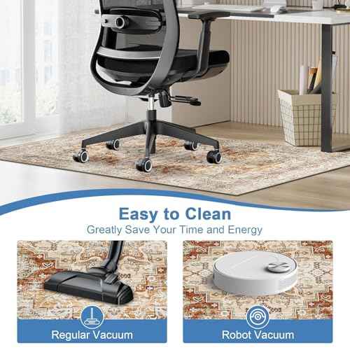 Office Chair Mat for Hard Floors & Tile Floor, 48¡¯¡¯ X 60¡¯¡¯ Anti Slip Desk Mat for Hardwood Floor, Computer Gaming Room, Low Pile Carpet Floor, Orange