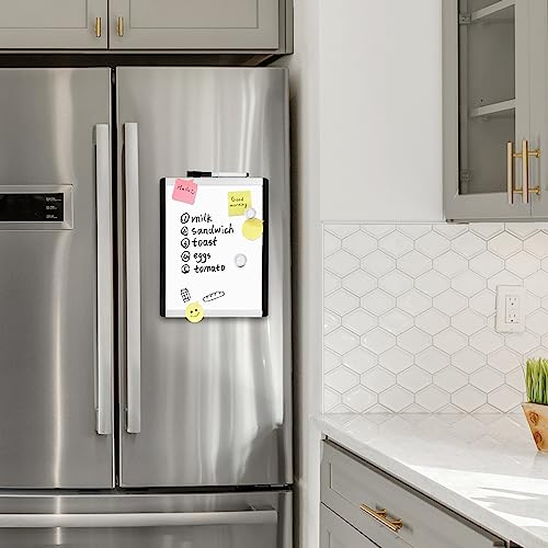 Amazon Basics Small Magnetic Dry Erase Whiteboard 8.5 x 11 Inches with Marker & Magnets - Lightweight Plastic/Aluminum Frame, Variation 11W x 8.5H