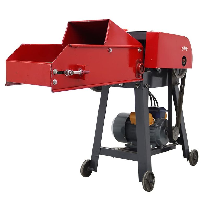 HayWHNKN Chaff Cutters Cutting Grass Chopper Corn Straw Cutter Pulverizer Hay Crusher for Animal Feed Process Auto Feed Straw Silage Machine 220V 3KW 4 Blade(with Conveyor)