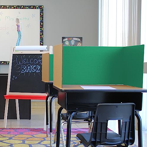 Flipside Products 24 Pack Green Study Carrel, 12¡±x48¡± Privacy Boards, Student Privacy and Focus Booth for The Classroom, Desk Divider Cubby for Tests, Made in USA