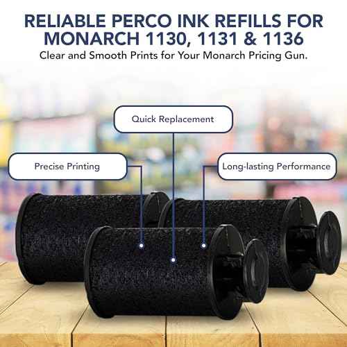 Perco Ink Roll for Monarch 1130, 1131 and 1136 Price and Date Guns - Pack of 10 Replacement Inkers for Monarch 1130, 1131 and 1136 Labelers - Easy to Load, Premium, Clear & Bold Prints - Made in USA