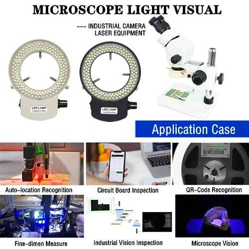 Microscope Ring Light, Light LED 144B-ZK Illuminator for lab Stereo/Camera/Monocular Binocular Trinocular Lens (White)