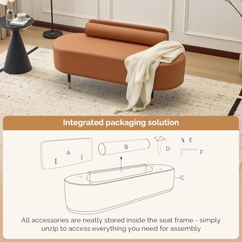 OmySalon Brown Waiting Room Bench with Low Back, 53.5" Faux Leather Reception Seating