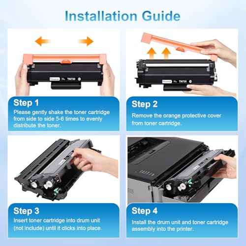 TN730 Black Toner Cartridge Replactment for Brother TN-730 TN730 Toner for DCP-L2550DW HL-L2350DW HL-L2370DW HL-L2390DW HL-L2395DW MFC-L2710DW MFC-L2750DW Printer, 2-Pack