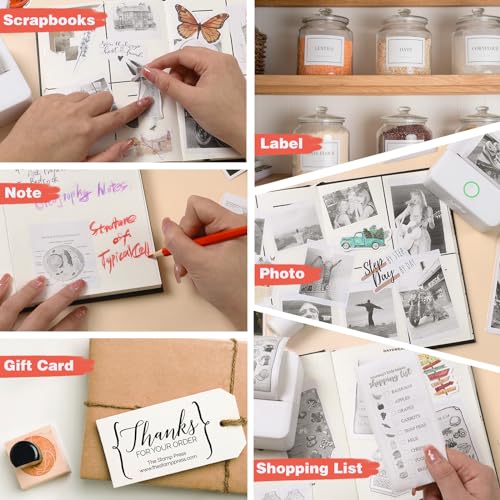 Print Pods Mini Printer, Thermal Inkless Sticker Maker with 10 Rolls Printing Paper, Pocket Printpod for phone, Impresora Port?til for Notes, Flashcards, Journal, DIY, Compatible with iOS & Android