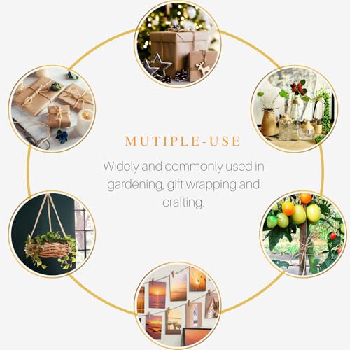 2mm Jute Twine, 328ft — Natural Burlap String for Gardening, Craft & Packaging