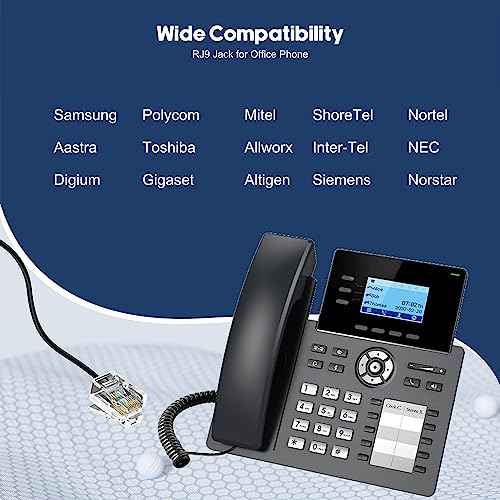 Telephone Headset with Pro Noise Canceling Microphone, RJ9 Phone Headset for Office Call Center Landline Deskphone, Work for Mitel NEC Shoretel Aastra Uniden Allworx Toshiba