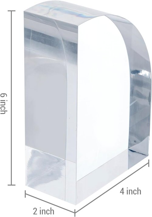 Modern Luxury Premium Clear Acrylic Bookends in Arc Quadrant Shape, Decorative Heavy Duty Book End Holder for Office Desk or Bookshelf Stopper, 1 Pair