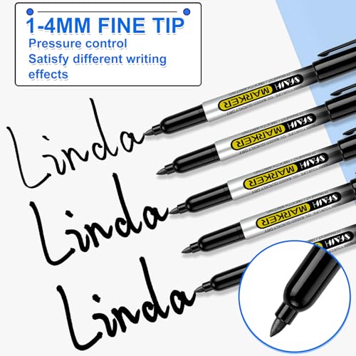 SFAIH 100 Black Permanent Markers Bulk -1s Quick Drying, Fine Point Markers for Writing, Labeling, School & Office, Warehouse, Business, Logistics, Waterproof Ink on Paper, Plastic, Metal, Cardboard