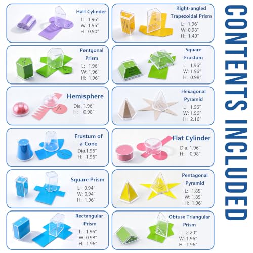 24PCS Geometric Shapes Set with 2D Nets for Math Learning & Teaching