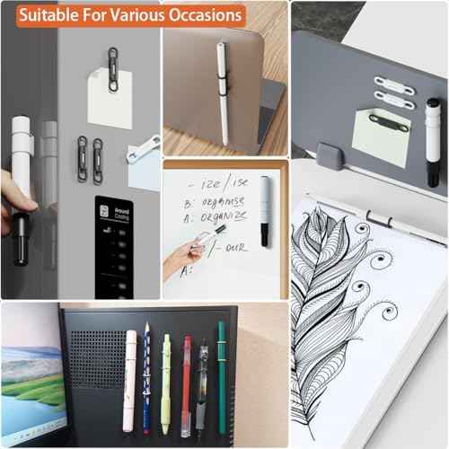 12 Pack Magnetic Pen Holder for Refrigerator, Silicone Magnetic Pencil Holder for Locker, Magnetic Dry Erase Marker Holder for Whiteboard, Desk, Clipboard (6 colour)
