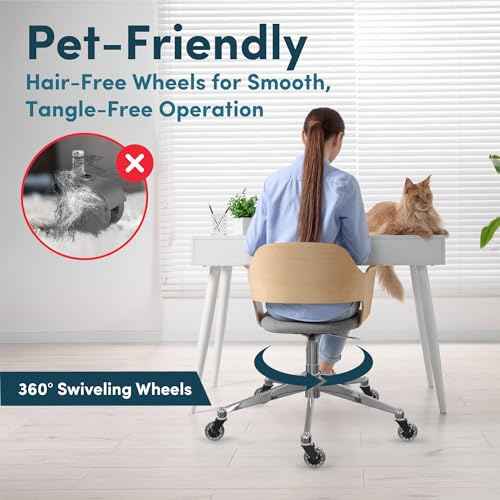 Lifelong Office Chair Wheels Replacement Rubber Chair Casters Safe for Hardwood Floors and Carpet, Set of 5, Heavy Duty Casters for Chairs Desks to Replace Office Chair Mats - Universal Size