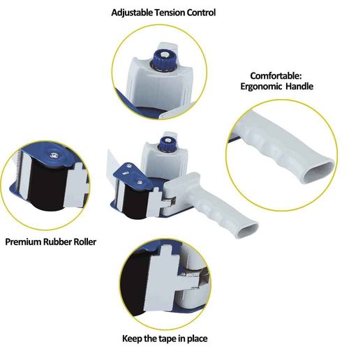 PERFECTAPE 3" Heavy Duty Packing Tape 2 Roll with 2 pcs of 3" Tape Gun, Clear, 2.7 mil, 3 inch x 65 Yards, for Packagin, Shipping and Moving