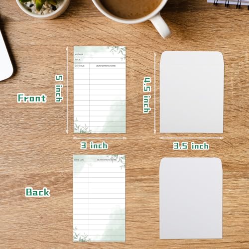 120 pcs Self-Adhesive Library Card Pockets & Due Date Paper Set - BLSUREFYX