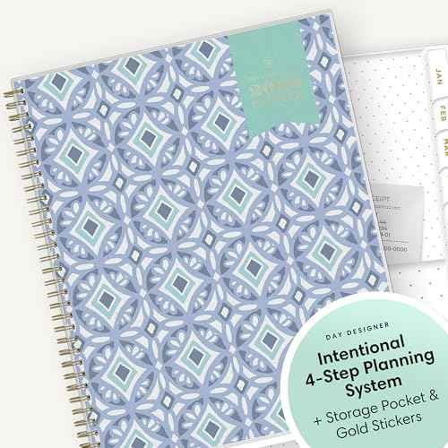 Blue Sky Day Designer 2026 Weekly and Monthly Planner Calendar, January 2026 - December 2026, 8.5" x 11", Flexible Cover, Durable Twin Wire Binding, Includes Storage Pocket, Stickers, Tile