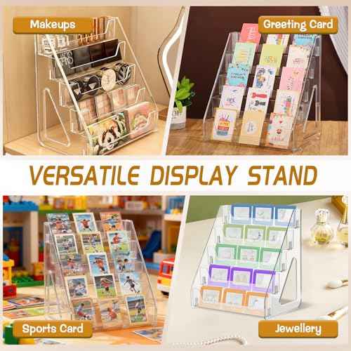 2 Pack 5 Tier Acrylic Bookmark Display Stand for 2. 2'' Bookmark, Portable Sticker Holder Greeting Card Display for Business Vendor, Retail Store Shop