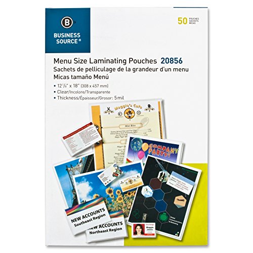 Business Source 5 mil Laminating Menu-Size Pouches (20856)