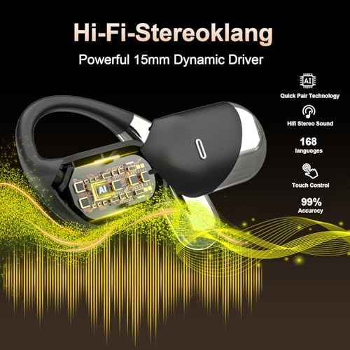 AI Translation Earbuds Real Time,Open Ear Earbuds,168 Languages,60H Playtime translator earbuds 4-in-1 Buletooth 5.4,Translator Device,Audifonos Traductores Ingl?s Espa?ol for Business,Learning