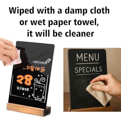 Desktop Chalkboard Sign Double-Sided Chalkboard with Wooden Base (3 Pack 7.9x5.1)