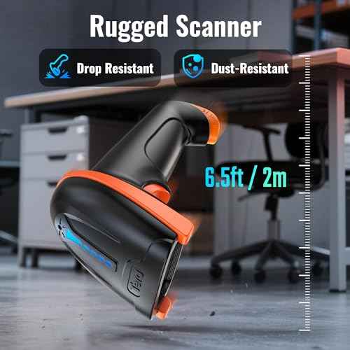 Tera Barcode Scanner Wireless 1D Laser Cordless Barcode Reader with Battery Level Indicator, Versatile 2 in 1 2.4Ghz Wireless and USB 2.0 Wired