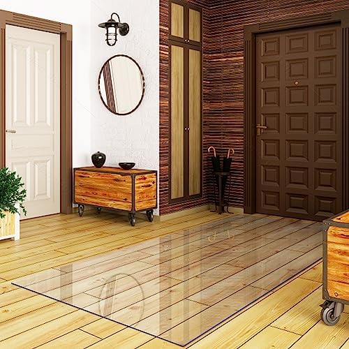 Large Clear Floor Mat 55.12"×118.11" - Pet Flooring Protector, Clear Plastic Rug Protector, Vinyl Floor Mat - Ideal for Hardwood Floors, Home & Office Use - Waterproof and Easy to Clean