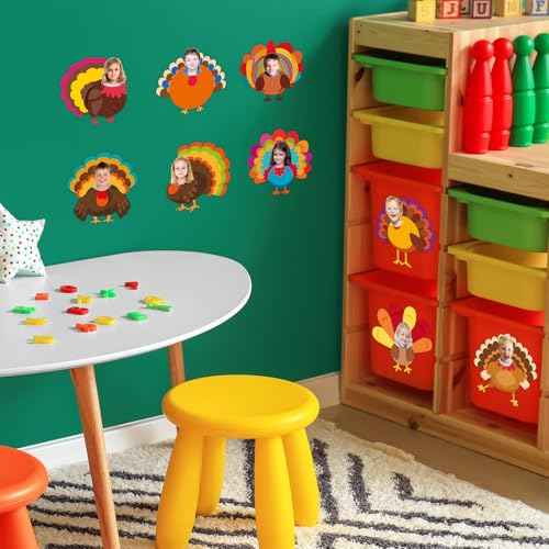 Fancy Land Turkey Cutouts for Bulletin Board Decorations Thanksgiving Cut-Out with Photo Spaces for Classroom DIY Crafts Fall Party Props Supplies 36Pcs