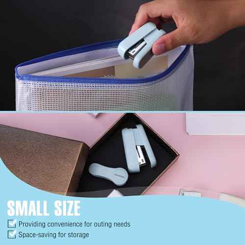 WORKPRO Mini Stapler with Staples, Blue Stapler Set Includes Two Small Staplers, One Staple Remover, 2000 Standard Staples, Lock Design, Non-Slip Base - Staplers for Desk, Classroom, Office