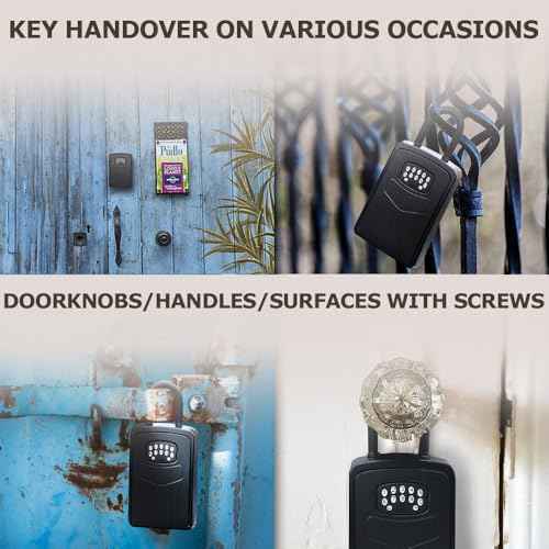 Smart Lock Box for Key with Code, Bluetooth APP Control Key Box Wall Mount and Hanging 2 Install Ways, Digital Lockbox for Keys Outdoor, Hide a Key Outside