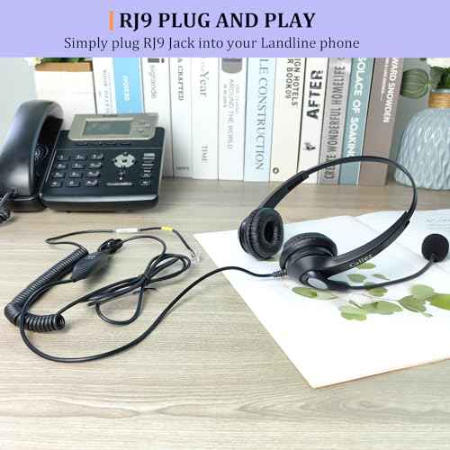 Callez Yealink Phone Headset RJ9 Wired Telephone Headset with Microphone Noise Cancelling Compatible with Yealink T46S T48S T42S T21P T33G T27G T23G T46G T53W T54W Avaya 9611 9608 J179 Grandstream