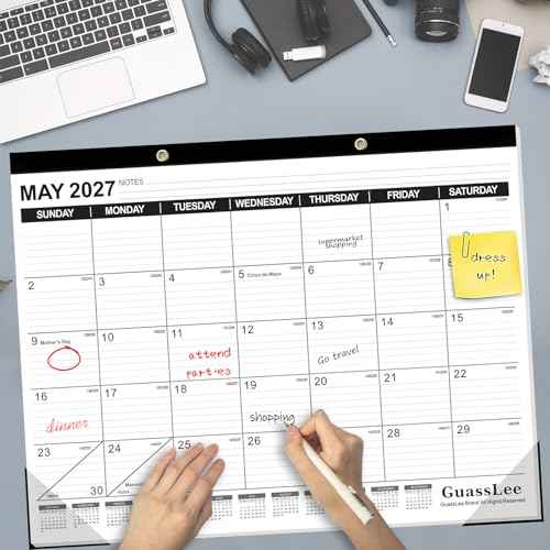 GuassLee Large Desk Calendar 2026, 3 Packs, 18 Months from Jan. 2026 to Jun. 2027, 22" x 17" Desk/Wall Calendar Hanging Planner with Julian Date, Notes, Corner Protectors for School Home Office