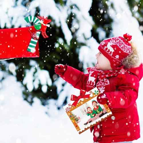 Capoda 200 Sets Christmas Photo Frame Greetings Cards with Envelopes Fits 4 x 6 Photo Insert Present Box Style Christmas Photo Frame Greeting Cards for Christmas Tree Xmas Party Decorations Favors