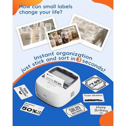 B21 Label Maker Machine with 3 Tapes, 2-Inch Wide Waterproof Tape, Bluetooth Portable Label Maker for Small Business, Office, Home, School Organization