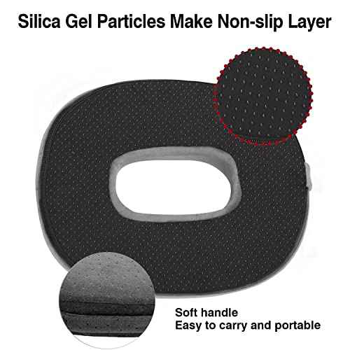 Seat Cushion Memory Foam Cushion - Donut Cushion for Relief of Haemorrhoids and Piles, Coccyx Pain, Suitable for Wheelchair, Car Seat, Office Or Outdoor (Grey)