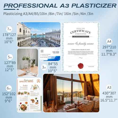 BAUSATZ Professional 13-Inch Laminator Machine with 12 Laminating Sheets - Portable A3 Desktop Laminate Machine for Teachers,Fast Warm-Up, Never Jams - Ideal for Office and Personal Use