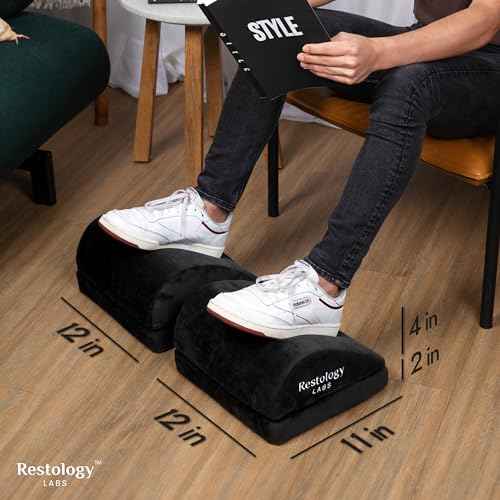 | Adjustable Width, Double Footrest for Under Desk - Adjustable Height, Width & Placement Foot Rest to find That Perfect Position, 24in Wide