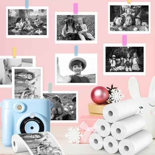 12 Rolls Kids Camera Instant Print Refill Paper Set, Phetium HD Printing Thermal Paper for Most Kids Instant Camera Photo Print (White-12 Rolls)