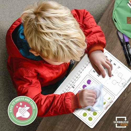 SCRIBBLEDO Number Bonds 9¡±x12¡± Small White Board Dry Erase Sheets Math Manipulatives Number Chart Ten Frame Number Line Math Supplies Teacher Students Classroom Pack of 10 Sheets