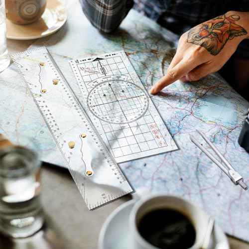 3 Pcs Basic Navigation Set, Include 16 Inch Marine Parallel Ruler with Clear Scales Navigation Divider Marine Nautical Protractor 6 Inch Marine Fixed Points Divider for Boat