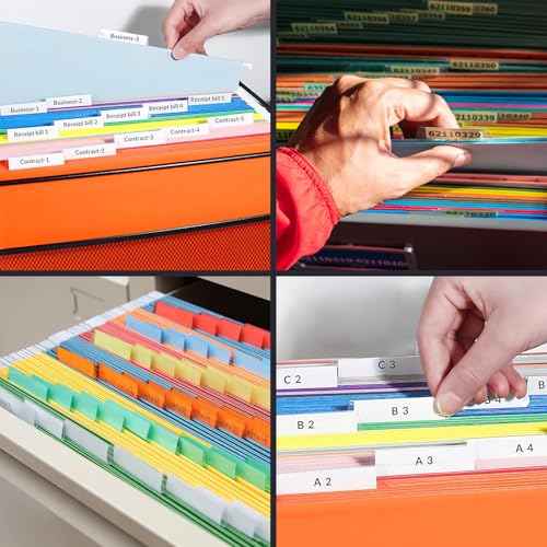 200 Pcs Hanging File Folder Tabs and 200 Pcs 2 Inch Inserts Labels, Plastic File Folder Tabs for Hanging Folders Files (Transparent)