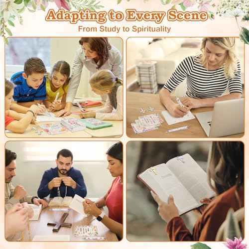 36 Pcs Christian Bulk Gifts for Women Include 12 Mini Bible Verse Notepads, 12 Scripture Ballpoint Pens & 12 Magnetic Cross Bookmarks, Cute Religious Notebooks Gifts Prizes Party Favors, 3.5"x5.5"