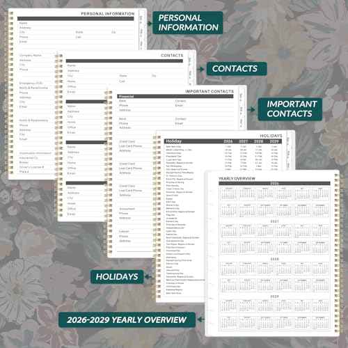 Monthly Planner 2026-2028 - 3 Year Planner/Calendar 2026-2028, JAN 2026 - DEC 2028, 9" x 11", 3 Year Calendar 2026-2027-2028 monthly planner with 36 Monthly Tabs, Notes Pages, Inner Pocket - Floral